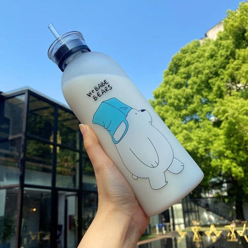 We Bare Bears Panda Water Bottle 1000ml  - Plastic (Random Design)