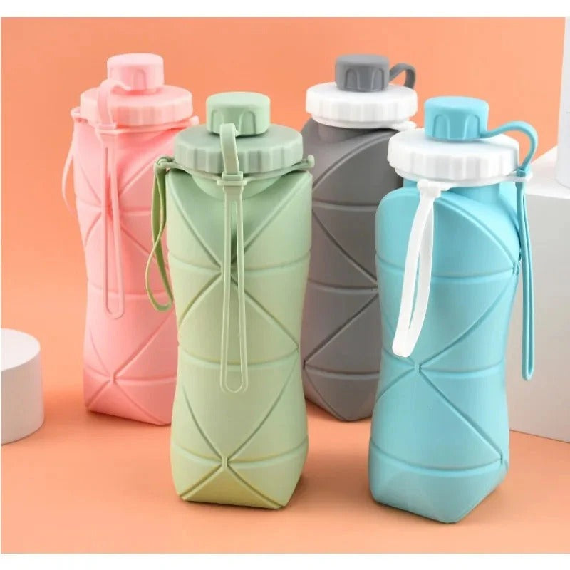 Silicon Foldable Bottle 600ml | Portable Travel Smart Water Bottle | Pocket Size Collapsible Design (Random Color) Rs 800
